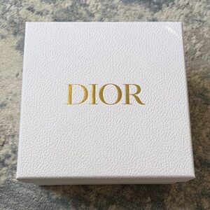 Dior White gift Box with Gold Logo 8.5” x 8.5” x 4”